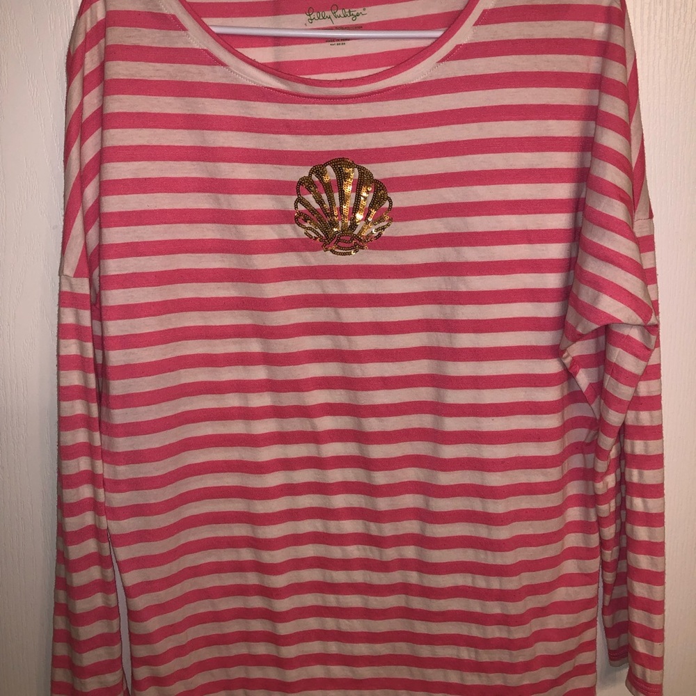 Lilly Pulitzer striped Tina top with gold seashell